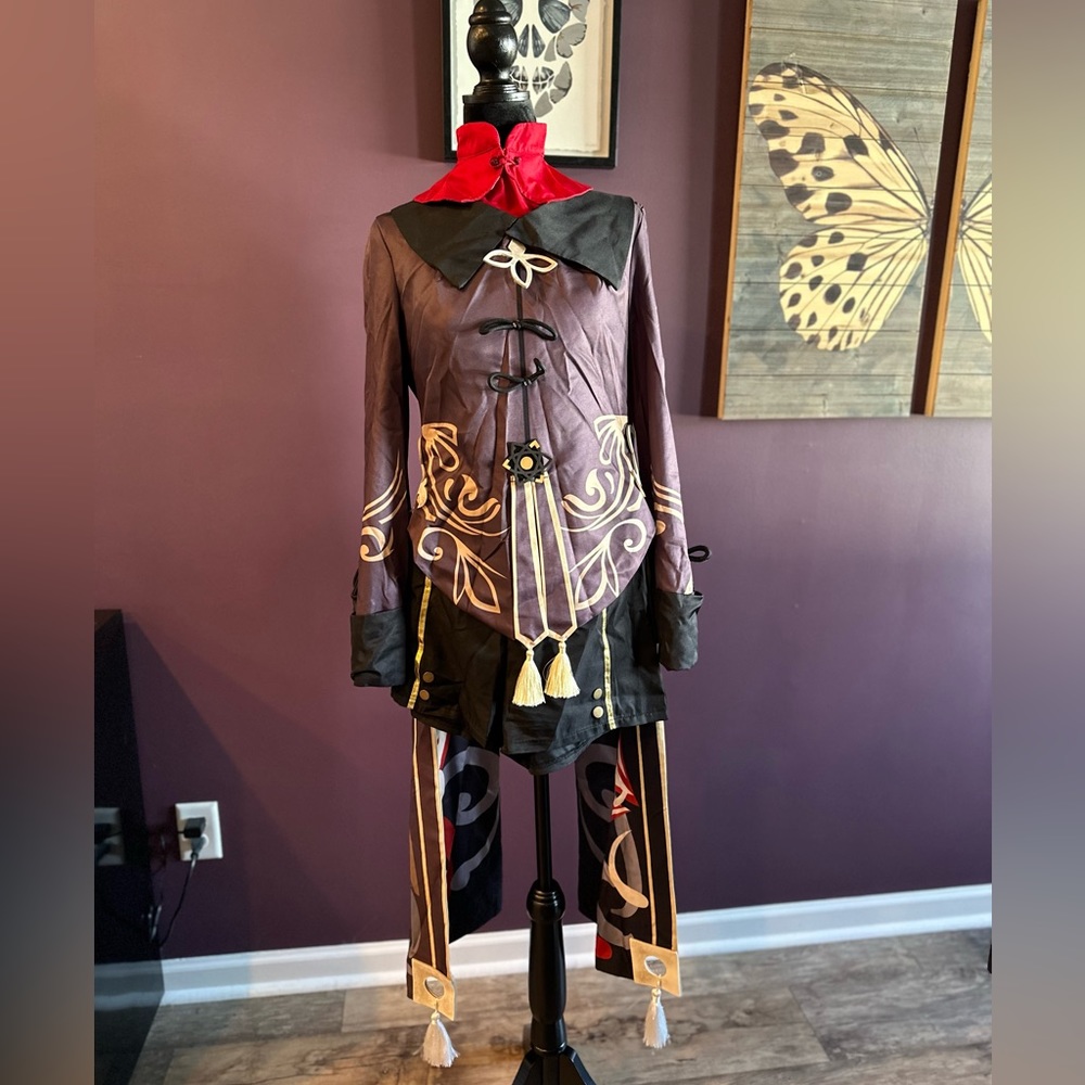 Genshin Impact Hu Tao Cosplay Costume  and 3 part Wig
